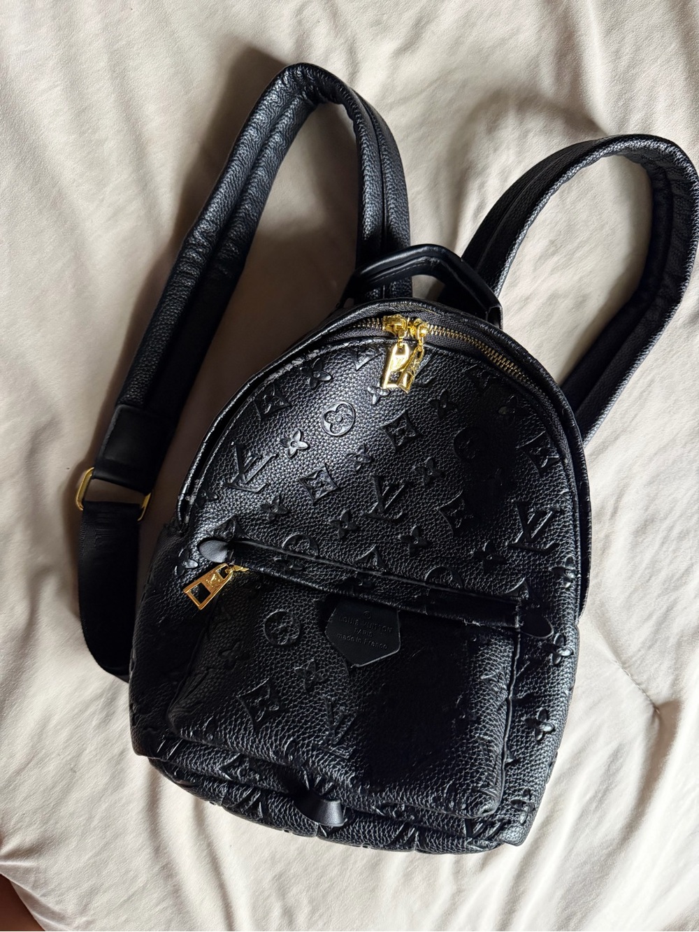Black Embossed Mini Backpack